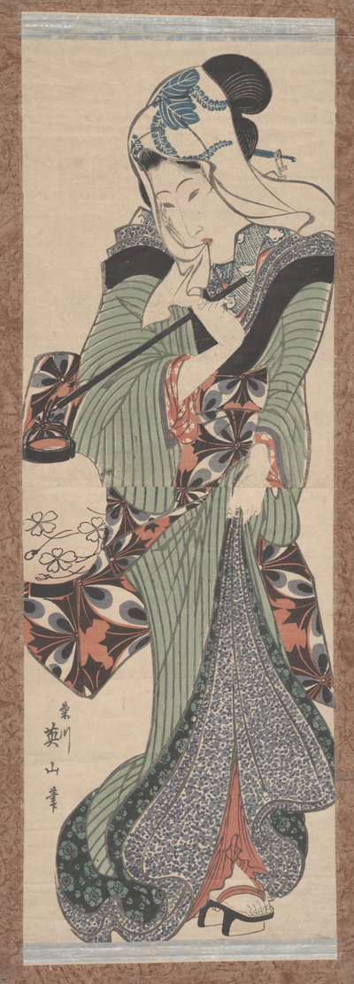 Woman with Lantern by Keisai Eisen